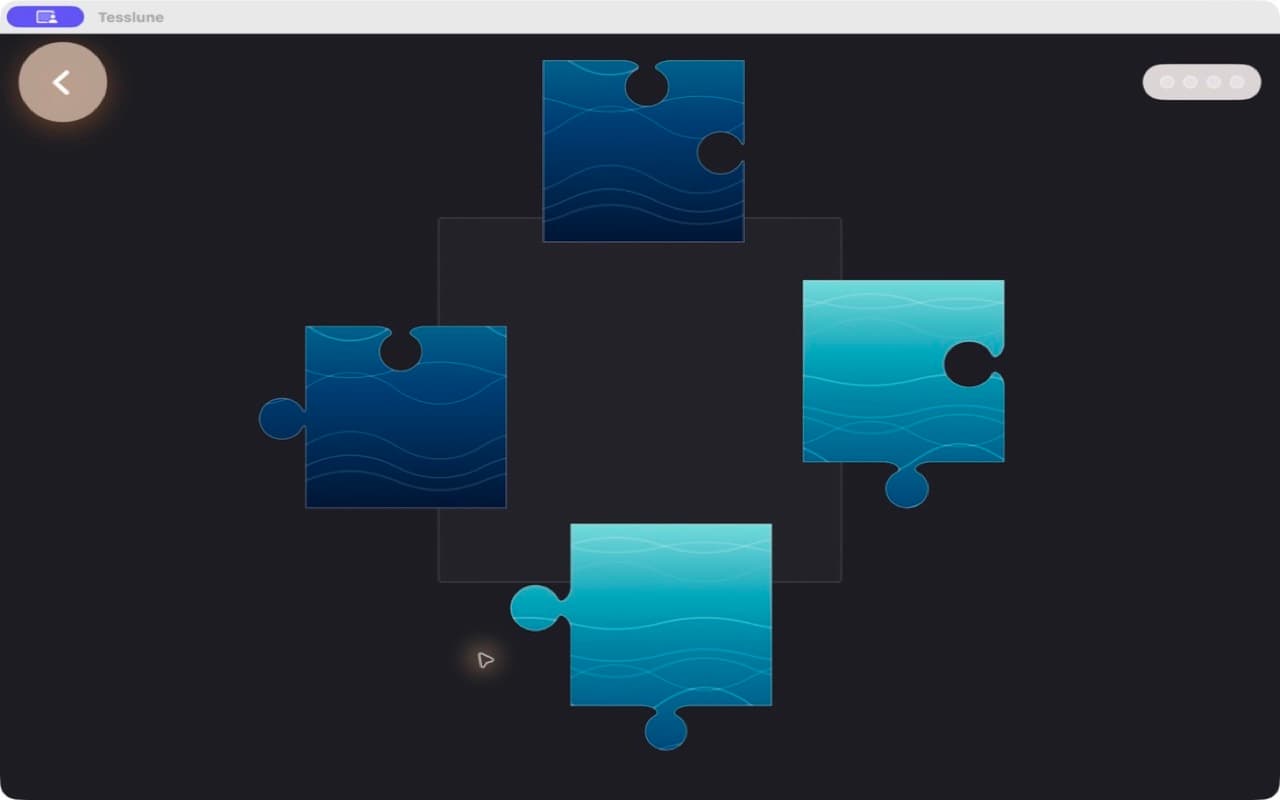 Four large ocean puzzle pieces in Tesslune Little Kids mode